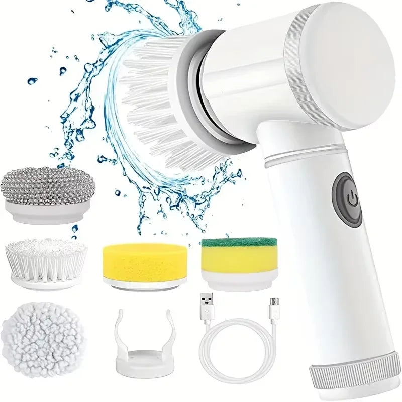 Brosse de Nettoyage Électrique Sans Fil – Power Spin Scrubber avec 5 Têtes
